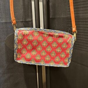 Chic Floral Red and Blue Crossbody Bag vinyl